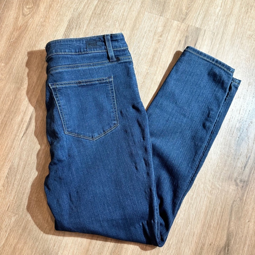PAIGE Hoxton Ankle Jeans Womens 32 Dark Blue High Rise Skinny‎ Stretch Denim - Picture 2 of 16